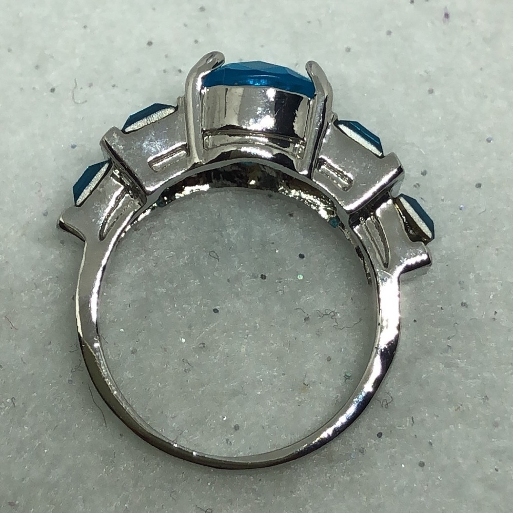 Simulated Blue Topaz Statement Ring Bj75 - image 4